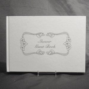 Shower Guest Book.        (Gold Ink on White)